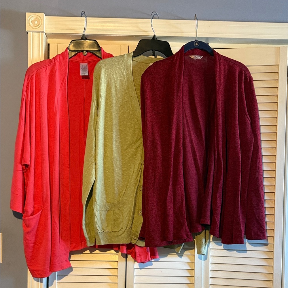 White Stag Green & Burgundy Cardigans/Time&True Orangey